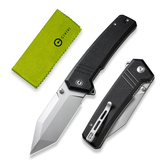 CIVIVI Pocket Knife for EDC, Bhaltair Tanto Folding Knife, 3.98'' 14C28N Blade G10 Handle, Liner Lock Knife for Men Outdoor C23024-1