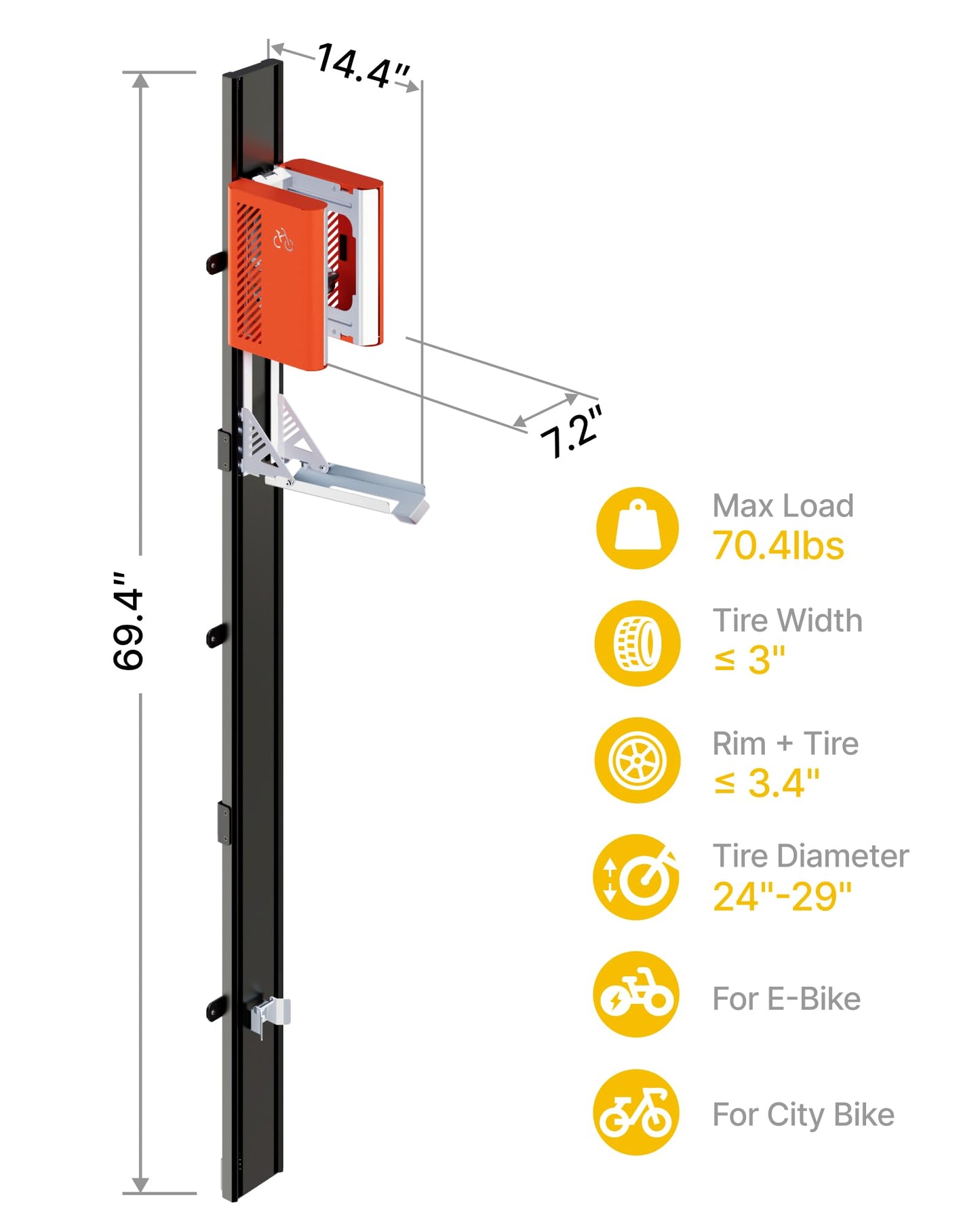 monTEK Automatic Lift EBike Rack – Fits 24-29" Tires, Heavy-Duty Vertical Wall Rack for Bicycles (Up to 71 lbs) - Effortless Lifting, Easy Install - Space-Saving Storage for Garage, Shed, BO