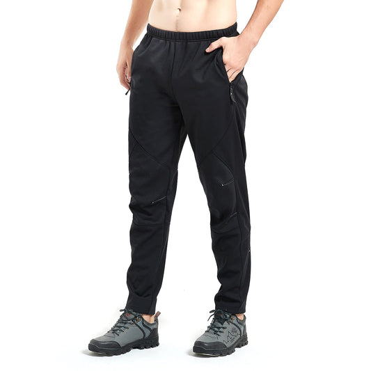 STRETCHUP Men's Winter Outdoor Waterproof Hiking Mountain Bike Pants,Mens Fleece Lined Thermal Cycling Running Pants (Black, XXL)