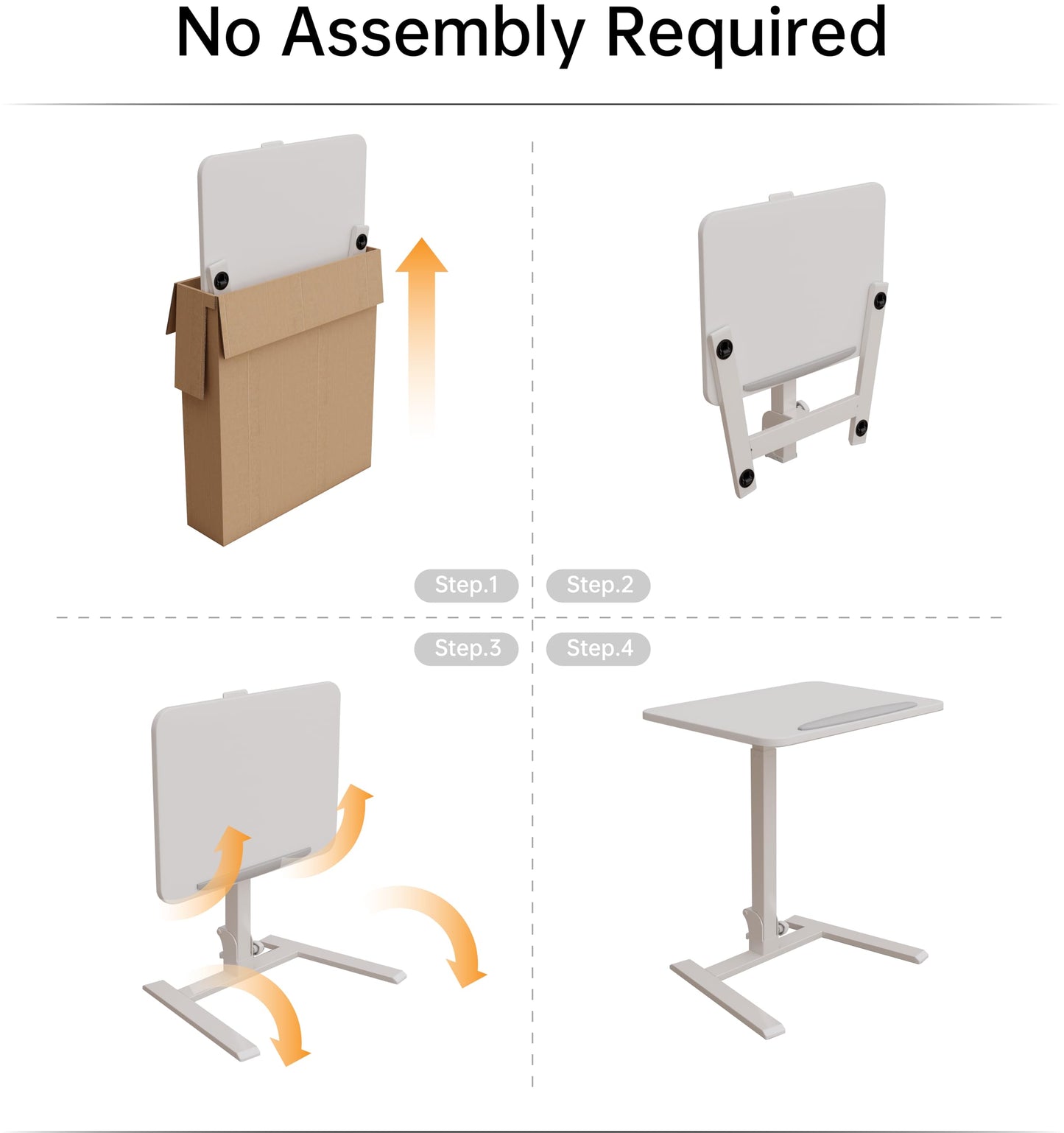 alawooder Mobile Folding Desk 25 Inch - No Assembly Sit-Stand Desk,Height Adjustable Rolling Laptop Desk, Space-Saving Portable Desk with Wheels for Home Office Craft & Study, White