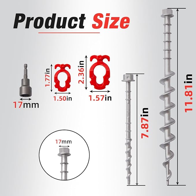 Ground Anchors Non-Rust Cast Aluminum Tent Stakes Heavy Duty Metal Tent Stakes Pegs Ideal for Securing Animals, Tents, Canopies, Sheds, Car Ports, Swing Sets Outdoors