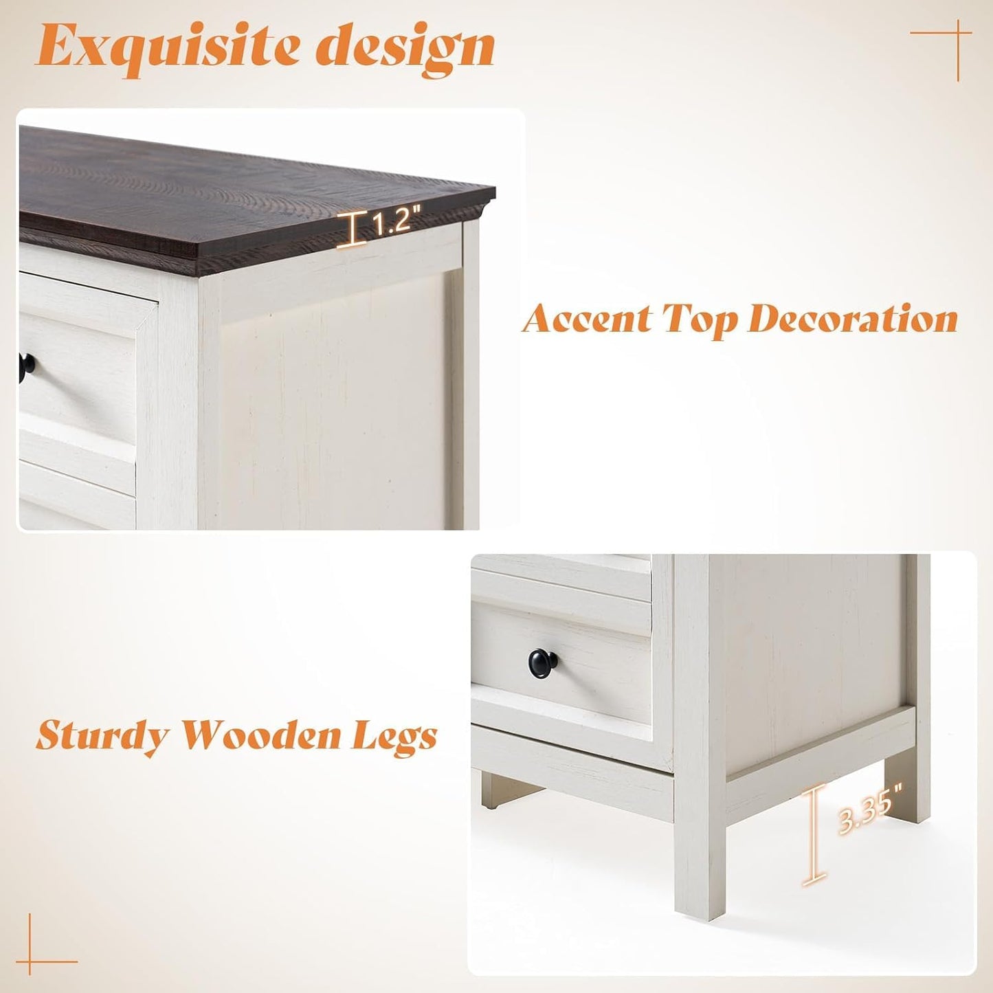 AMERLIFE 70" Farmhouse TV Stand with 37" Fireplace for 80" TVs - Dresser TV Stand w/Heater, 4 Storage Drawers, Rustic Media Entertainment Center for Living Room, Bedroom, White