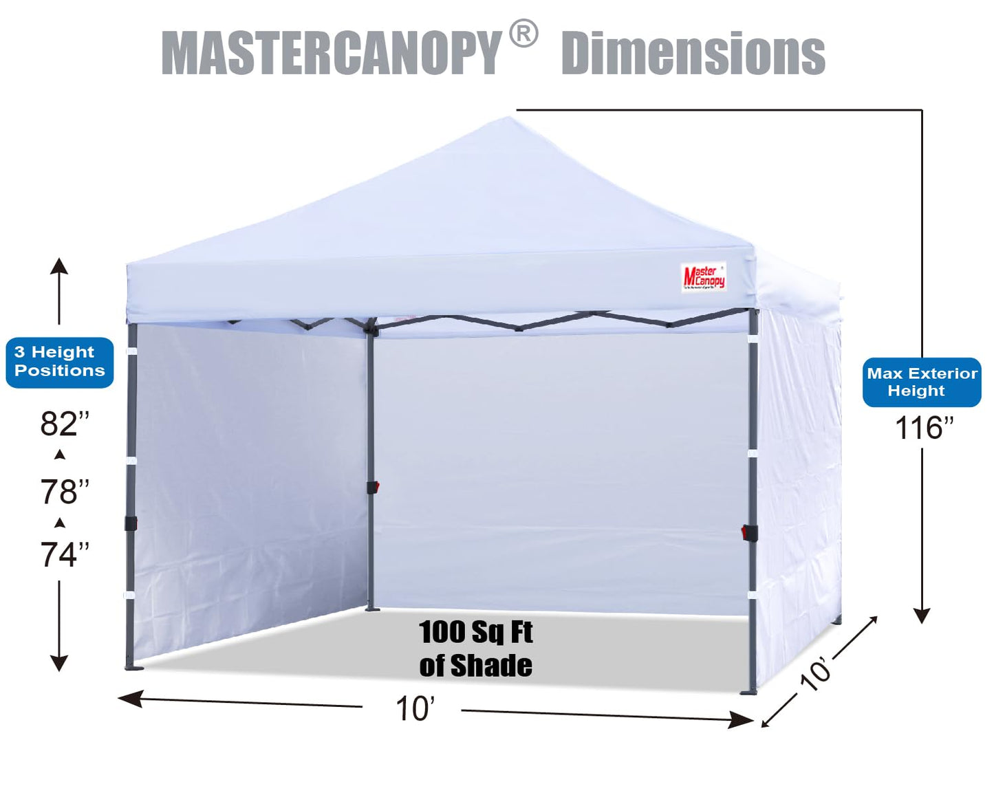MASTERCANOPY Heavy Duty Pop-up Canopy Tent with Sidewalls (10x10,White)