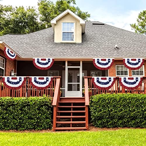 American Pleated Fan Flag, 3 X 1.5 Ft USA Patriotic Flag Bunting Half Fan Banner 4th of july decorations Indoor/Outdoor (red-10pcs)