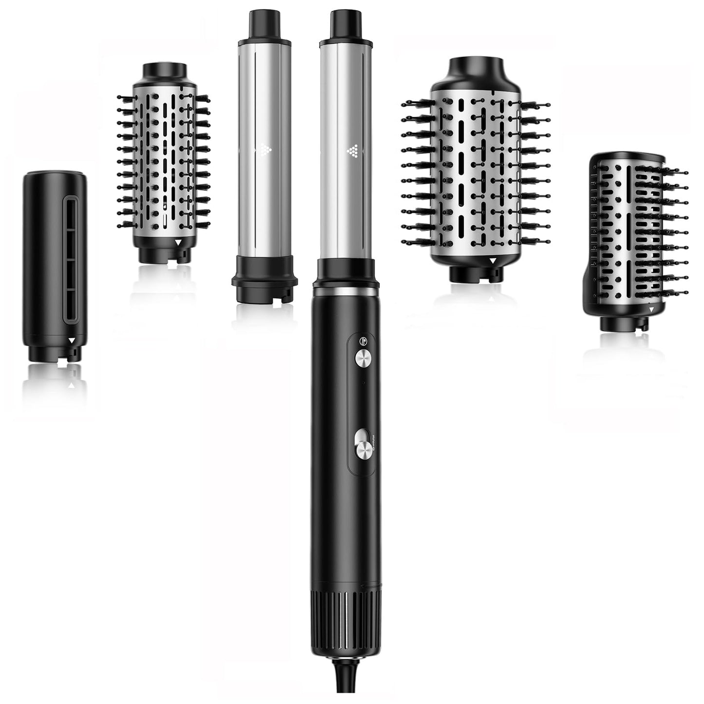 SKIMI Hair Dryer Brush and Blow Dry Brush, Multi-Hot Air Styler with 110000RPM Brushless Motor, Hot Air Brush for Fast Drying Curling Volumizing Straightening&Styling, High-Speed (Black&Silver)