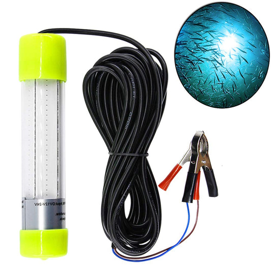 Underwater Fishing Light Super Bright 16000 Lumens 20W 12V LED Submersible Fishing Bait Finder Night Fishing Light Deep Drop Light Boat Decorative Light for Shrimp, Prawns, Squid and Fish (Blue)