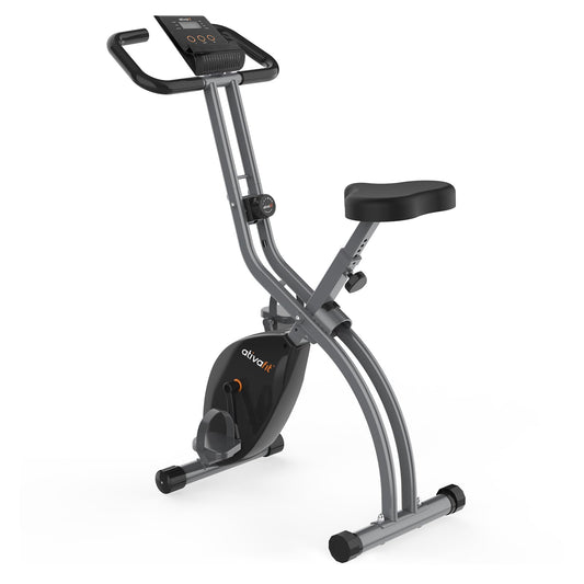 ATIVAFIT Folding Exercise Bike Foldable Fitness Indoor Stationary Bike Magnetic 3 in 1 Upright Recumbent Exercise Bike for Home Workout (Grey)