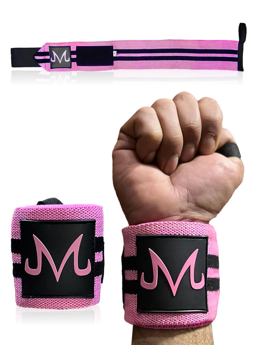 Anime Wrist Wraps Lifting Straps 24" for Men and Women - 1 Pair Each, Gym Accessories Support Weightlifting, Exercise, Strength Training, and Improve Workout, Pinkbu