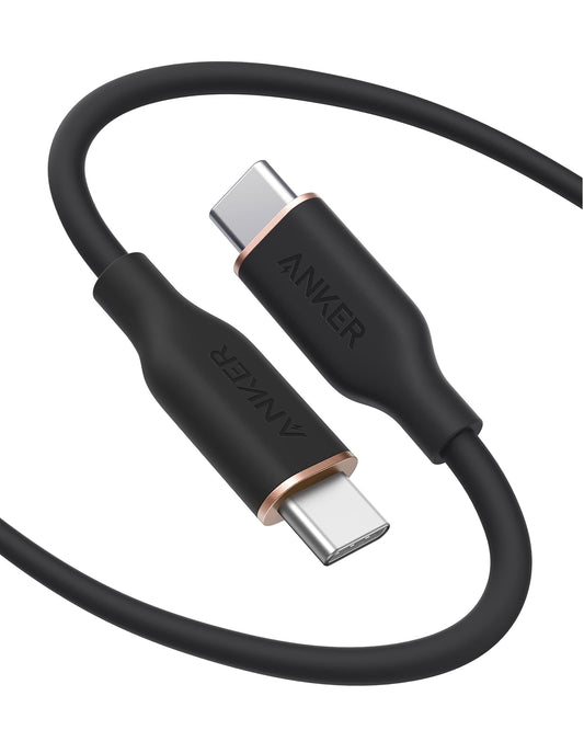 Anker USB C Cable, 100W Type C Flow Cord, Fast Charging for iPhone 16 Series, MacBook Pro 2020, and More (USB 2.0, 6FT, Black)