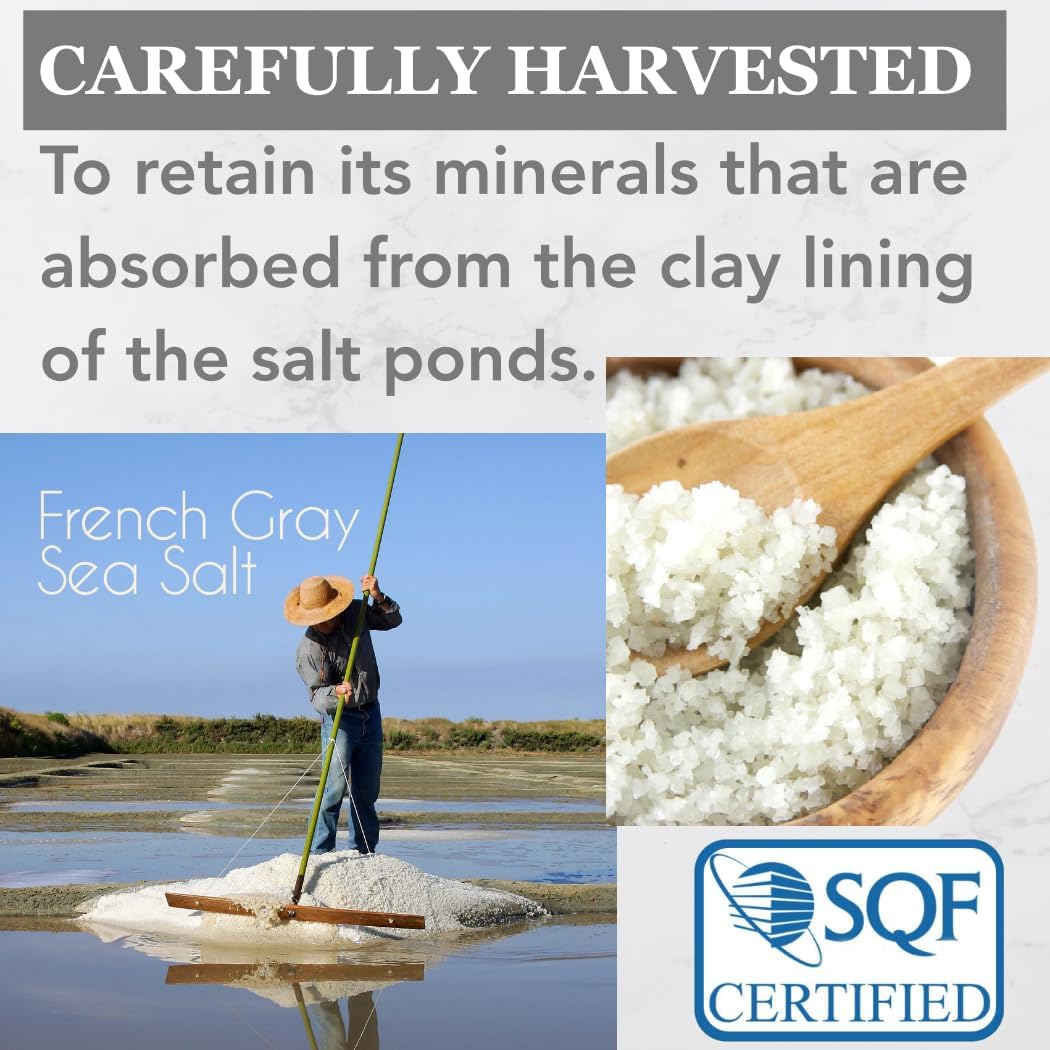 All Goods Mineral Grey Sea Salt – Coarse 12oz, 82 Minerals, French Gray Salt Hand-Harvested, Les Guérandais, Unrefined.