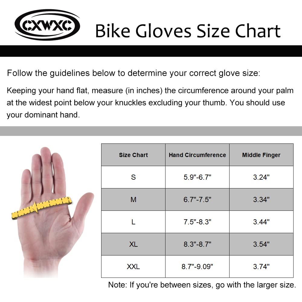 CXWXC Cycling Gloves for Men Women - Breathable Gel Road Mountain Bike Riding Gloves - Anti-Slip Full Finger Glove for Fitness Cycling Training Outdoor Sports
