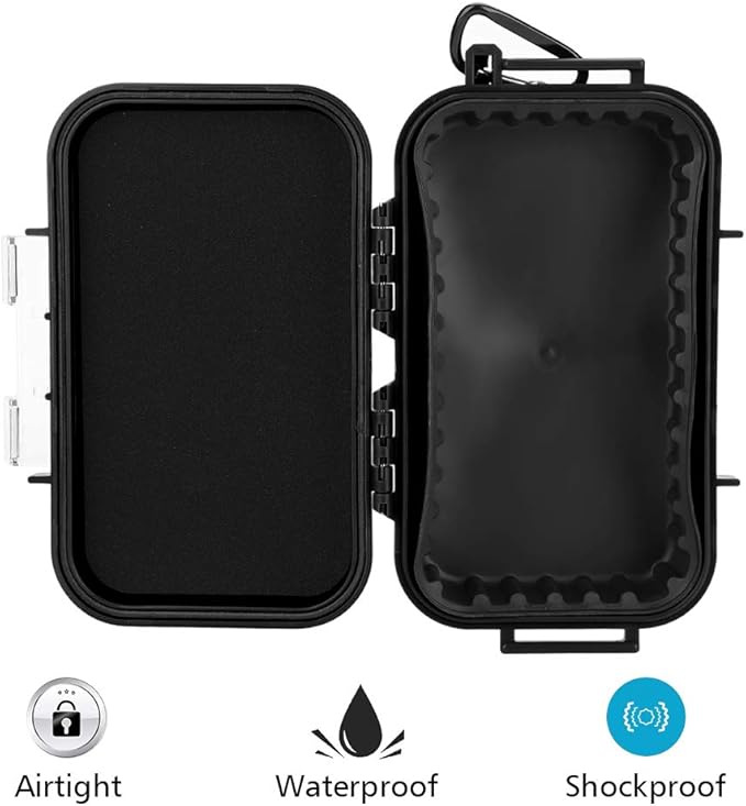 Small Waterproof Storage Case Shockproof Airtight Survival Box Storage Container Case Portable Airtight Carry Box Black Dry Storage Box