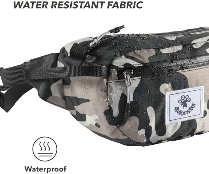 4Monster Hiking Waist Packs Portable,Water Resistant Fanny Bag with Adjustable Strap,Lightweight Crossbody Chest Bag Slim Bag