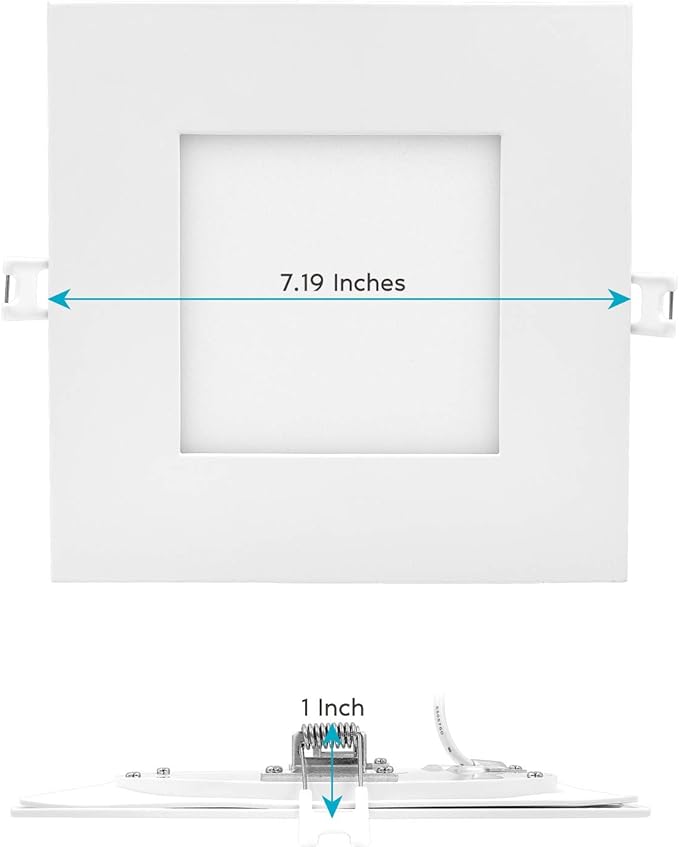 LUXRITE 16 Pack 6 Inch Ultra Thin Square LED Recessed Lighting, 5 Color Options 2700K - 5000K, Dimmable LED Downlight, 12W, IC & Wet Rated, 1000 Lumens, Canless LED Recessed Light, ETL