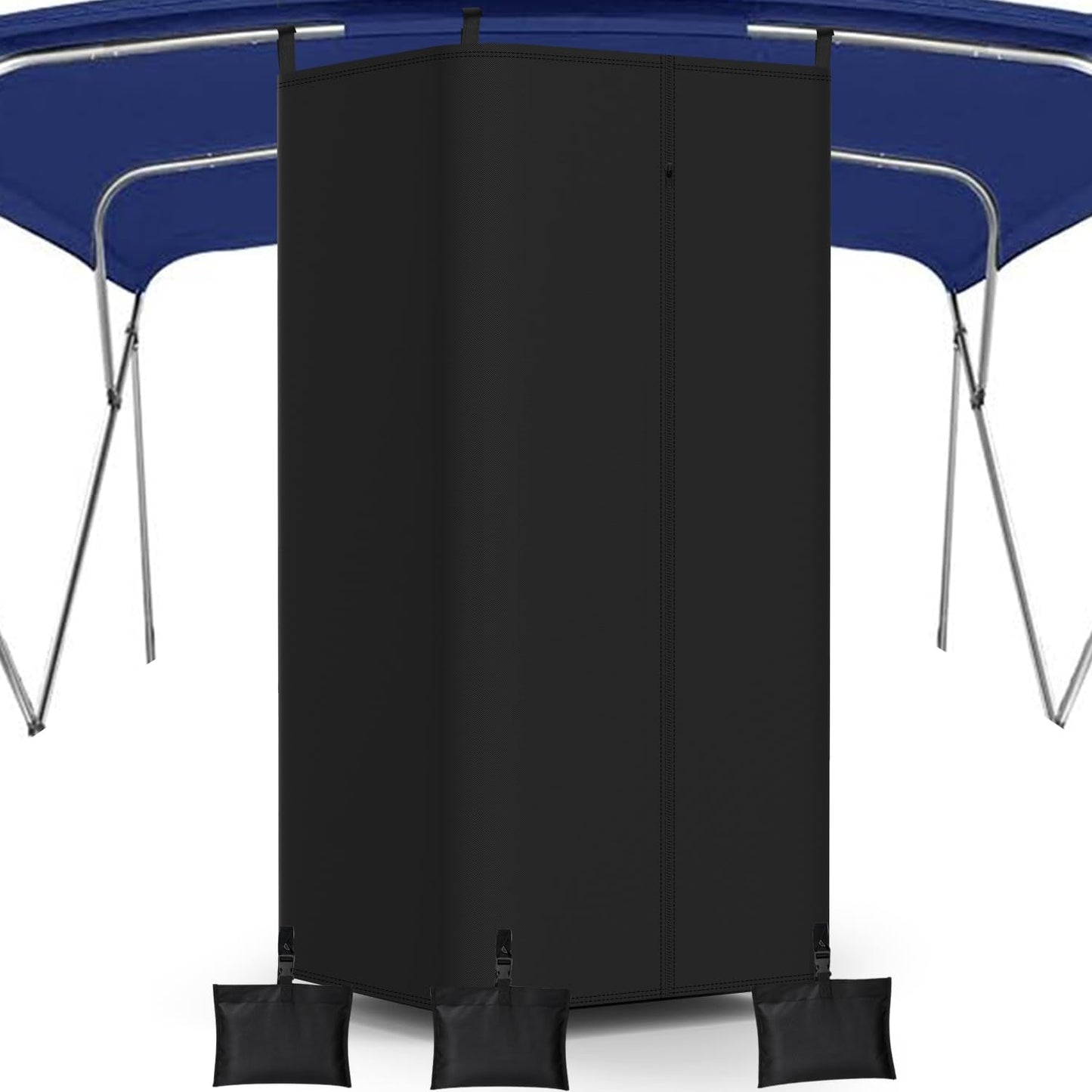 Yexcend Privacy Tent for Boats, 800D Waterproof Fabric Boat Privacy Curtain Pontoons Changing Room with Windproof Sandbags, Easy to Install Under Bimini Top, 30" D x 27" x W 72" H
