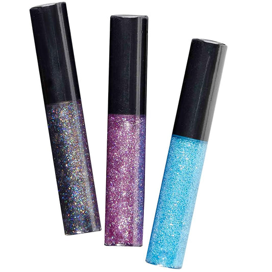 Amscan Multicolor Glitter Lip Gloss - 3 Pcs. - Shimmering Design, Perfect Costume Accessory For Parties, Events & Everyday Glamour