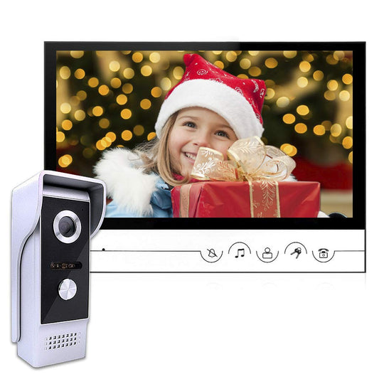 AMOCAM Wired Video Doorbell Intercom System, 9 Inches Monitor Video Doorbell Door Phone Kits with HD Camera Support Unlock, Monitoring, Dual-Way Intercom for Villa Home Office Apartment