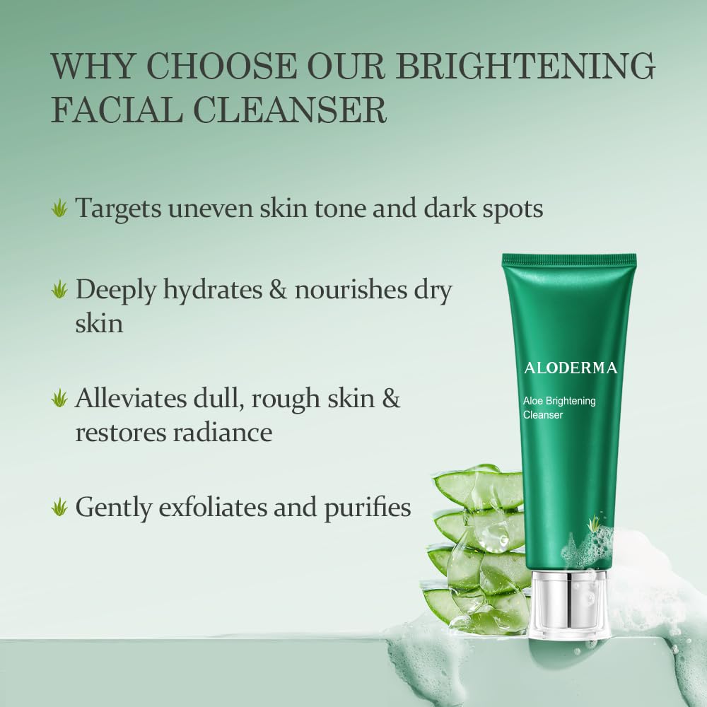 Aloderma Signature Aloe Brightening Set - 5 Pieces - Gel, Cleanser, Toner, Serum, Cream