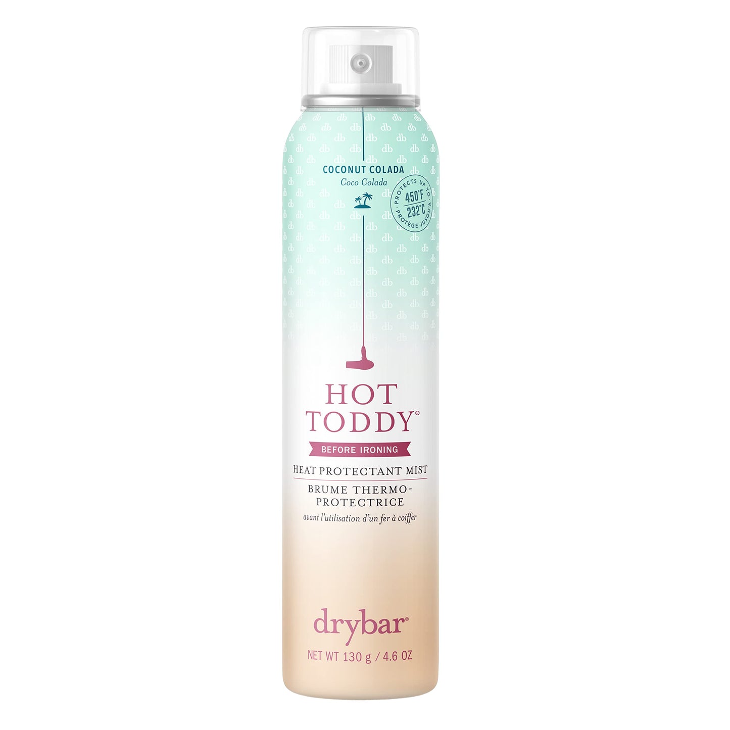 Drybar Hot Toddy Heat Protectant Mist Coconut Colada Scent - Full Size| Lightweight Heat Protectant for Hair protects from Heat & Styling with Curling, Straightening and Styling Irons