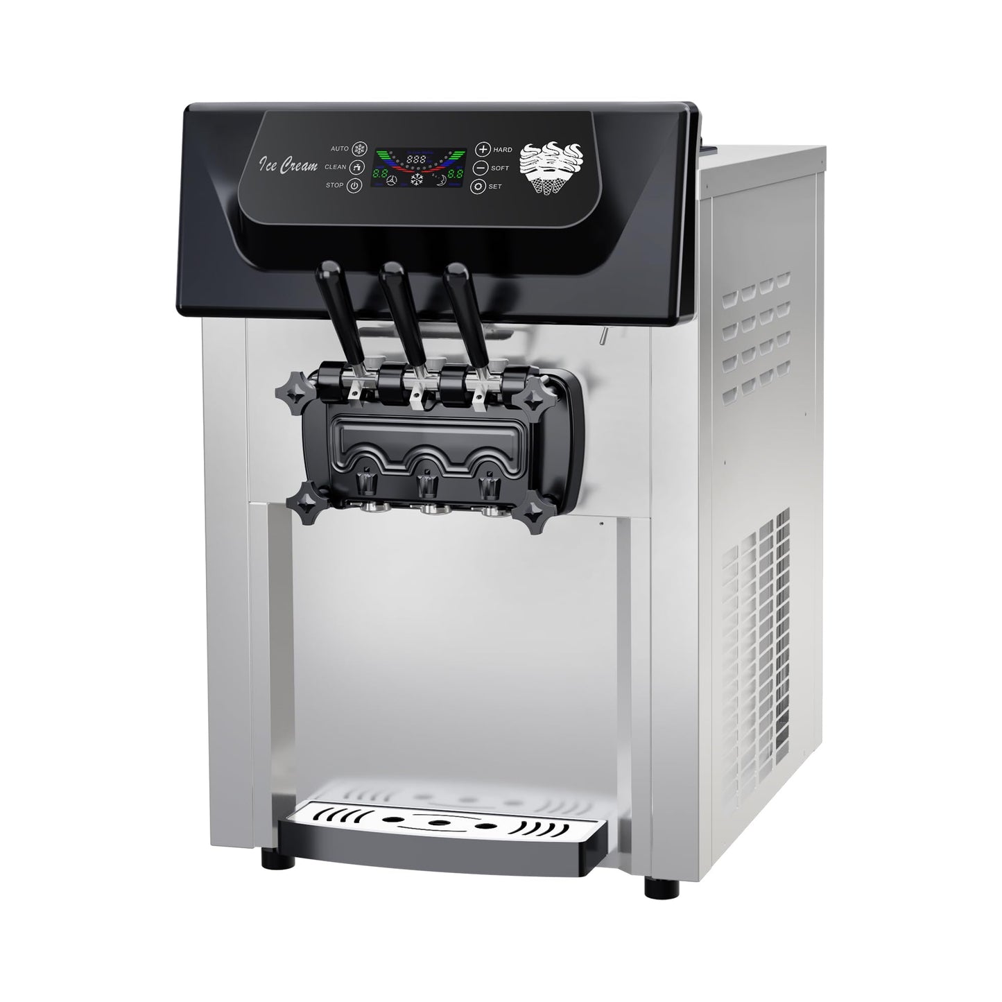 Soft Serve Ice Cream Machine Commercial & Home Use - 2+1 Flavors, 2200W, 5.3-7.4Gal/Hour | Auto Clean, Quiet Operation | Countertop Ice Cream Maker for Shops, Cafes, Parties