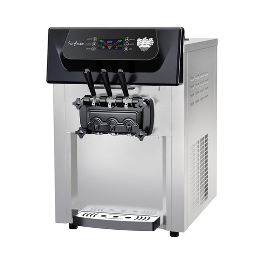 Soft Serve Ice Cream Machine Commercial & Home Use - 2+1 Flavors, 2200W, 5.3-7.4Gal/Hour | Auto Clean, Quiet Operation | Countertop Ice Cream Maker for Shops, Cafes, Parties