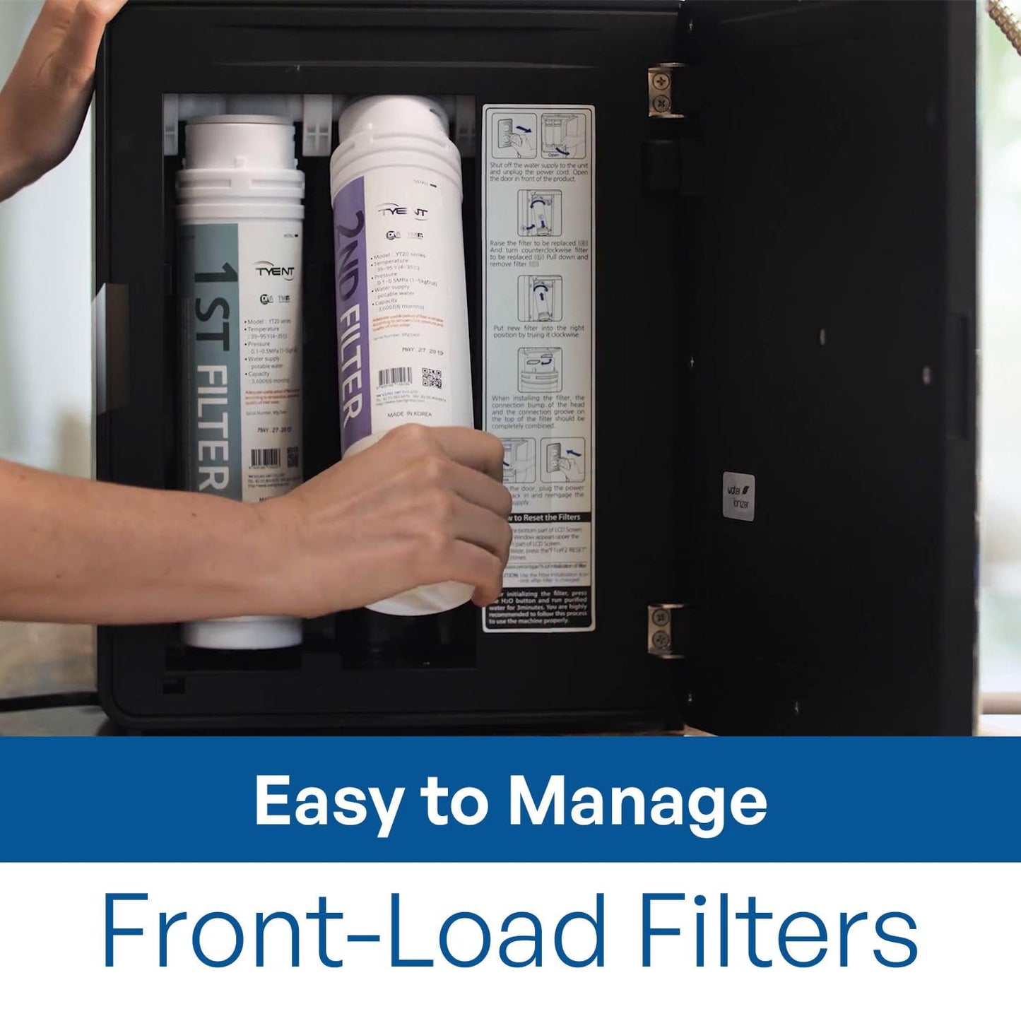 Tyent - Edge-9 Water Ionizer - Dual Filtration System - Hydrogen Enhanced Water Purification - Adjustable pH Settings with Turbo Mode - Touchscreen Interface & Auto-Flow Stop - Advanced Filtration