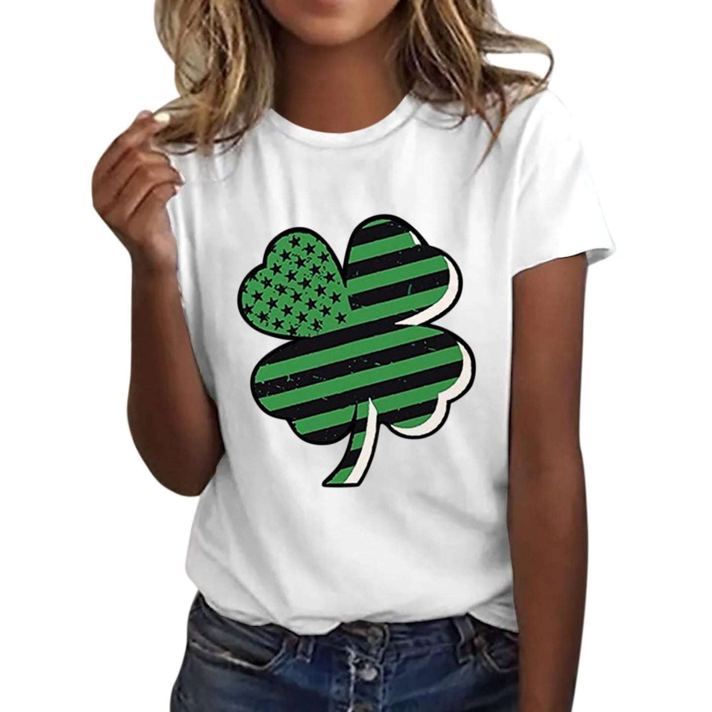 Aniywn Women's St Patricks Day Casual Short Sleeve T-Shirt Round Neck Graphic Print Tee Top Blouse