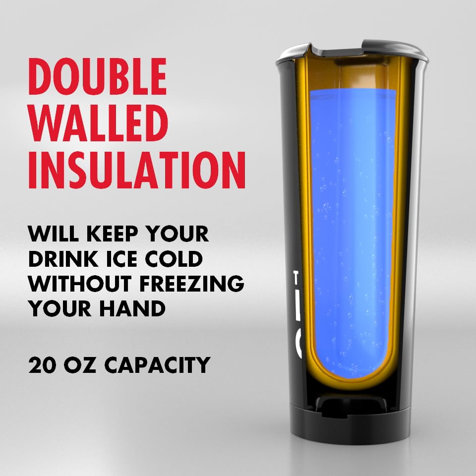 The LoudCup 20 oz Tumbler + Integrated Stadium Horn (Bluejay Blue) - Reusable Water Bottle for Sports Fans - Worlds Loudest Cup for Noisy Fans on Game Day & Tailgating