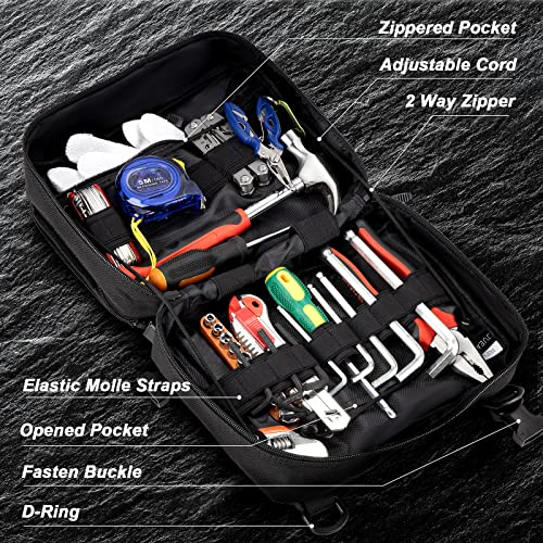 Jueachy Tactical Molle Pouch Admin Bag Utility Tool Pouches Molle Attachment EDC Large Pouches Expandable Molle Accessories Organizer Medical Pocket U.S.A Patch Included Black