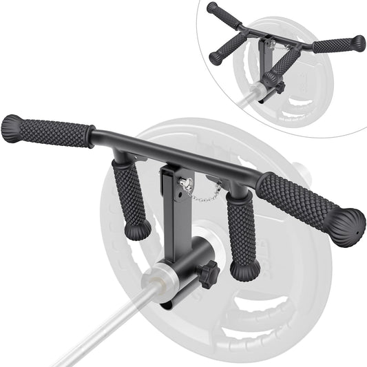 SELEWARE T Bar Row Attachment for 1 & 2" Barbell Bar, Solid Adjustable Multi-Grip Landmine Handle Attachment with Non-Slip Rubber Handle