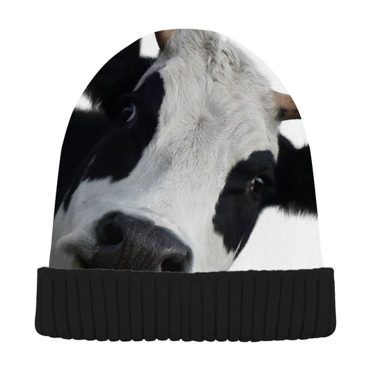 ALAZA Fun Cow Print Animal Beanie for Women Men Winter Hat Reversible Skull Cuffed Knit Cap Multi