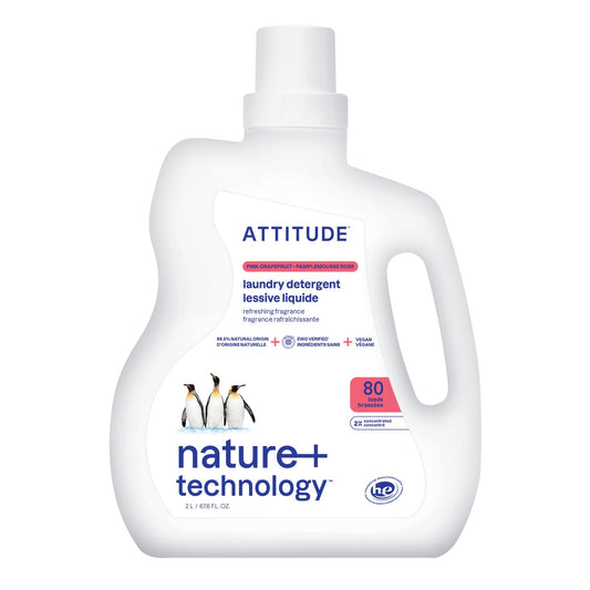 ATTITUDE Liquid Laundry Detergent, EWG Verified, HE Compatible, Plant-Based & Vegan, Natural Laundry Soap, Wildflowers, 80 Loads, 67.6 Fl Oz
