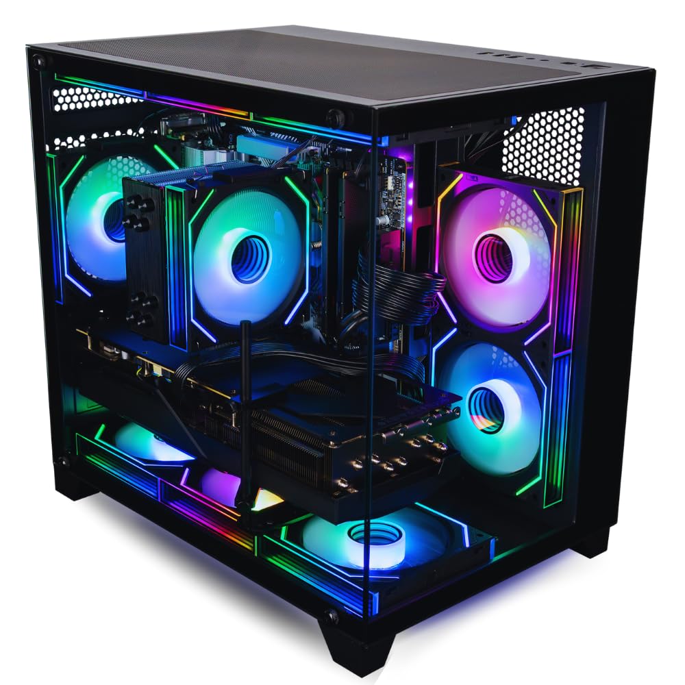 Panorama Gaming Desktop PC (NVD RTX 5060Ti, AMD Ryzen 7 5700X Processor, 32GB DDR4 RAM, 2TB NVMe M.2 SSD, WiFi 6E + BT, HDMI + DP, KB&M, Windows 11 Pro Best 2025 RGB Prebuilt Tower Computer for Gamers