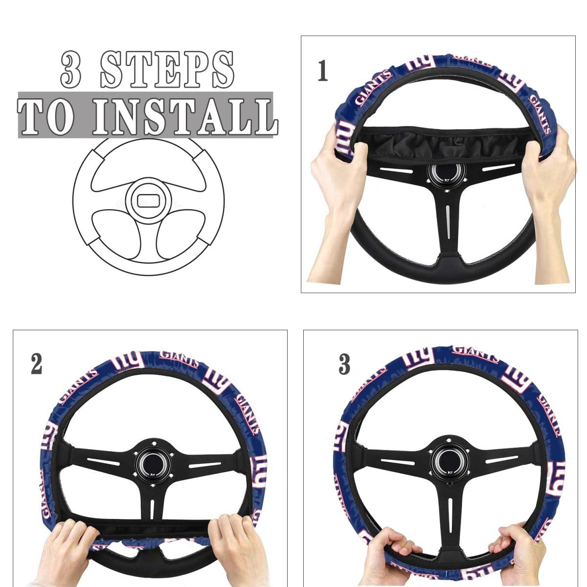 ALTMSTE fit Giants Steering Wheel Cover for car Gifts,Universal Fit 14-15 Inch for Most car for Giants Car Accessories for Sports Fans. (for JR)