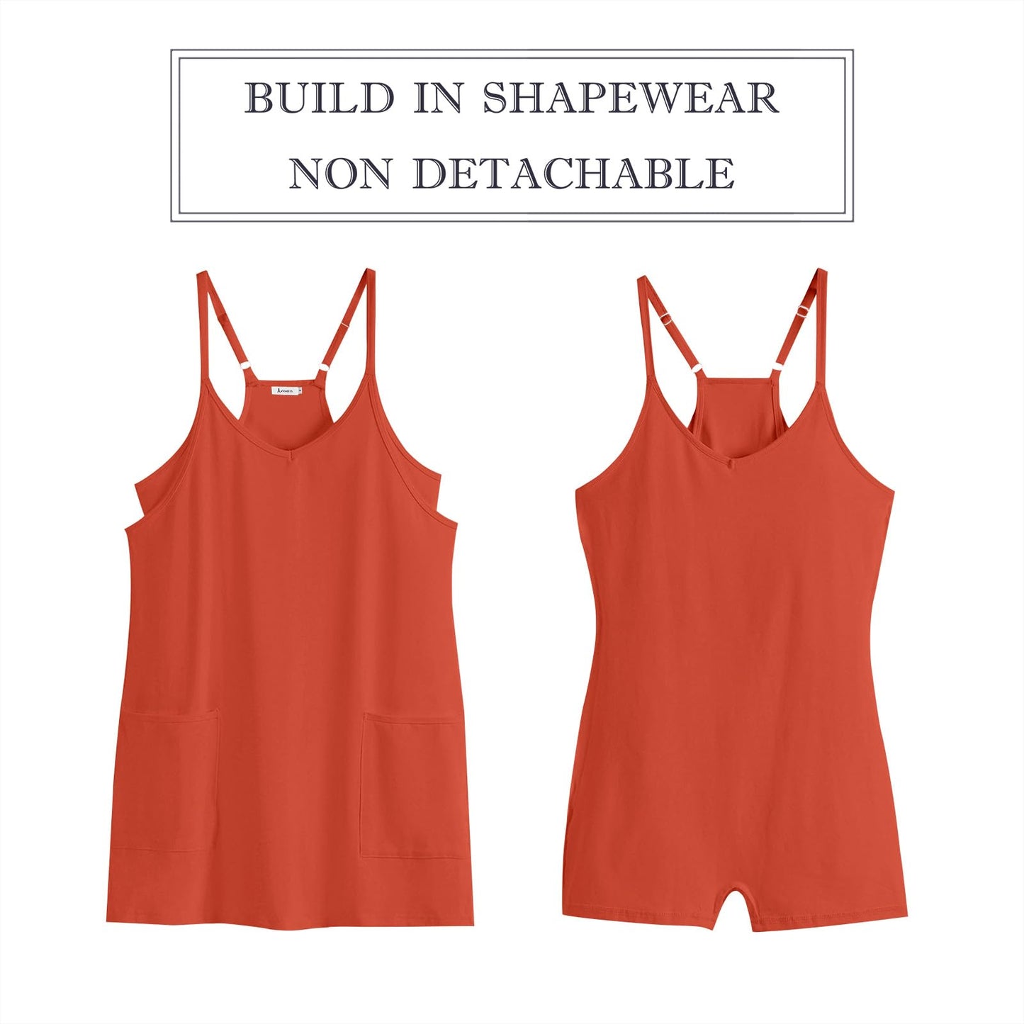 ANRABESS Women Summer Mini Romper Dress Workout Tennis Active Sports Athleisure Outfits built in Shorts Trendy Vacation Red Small