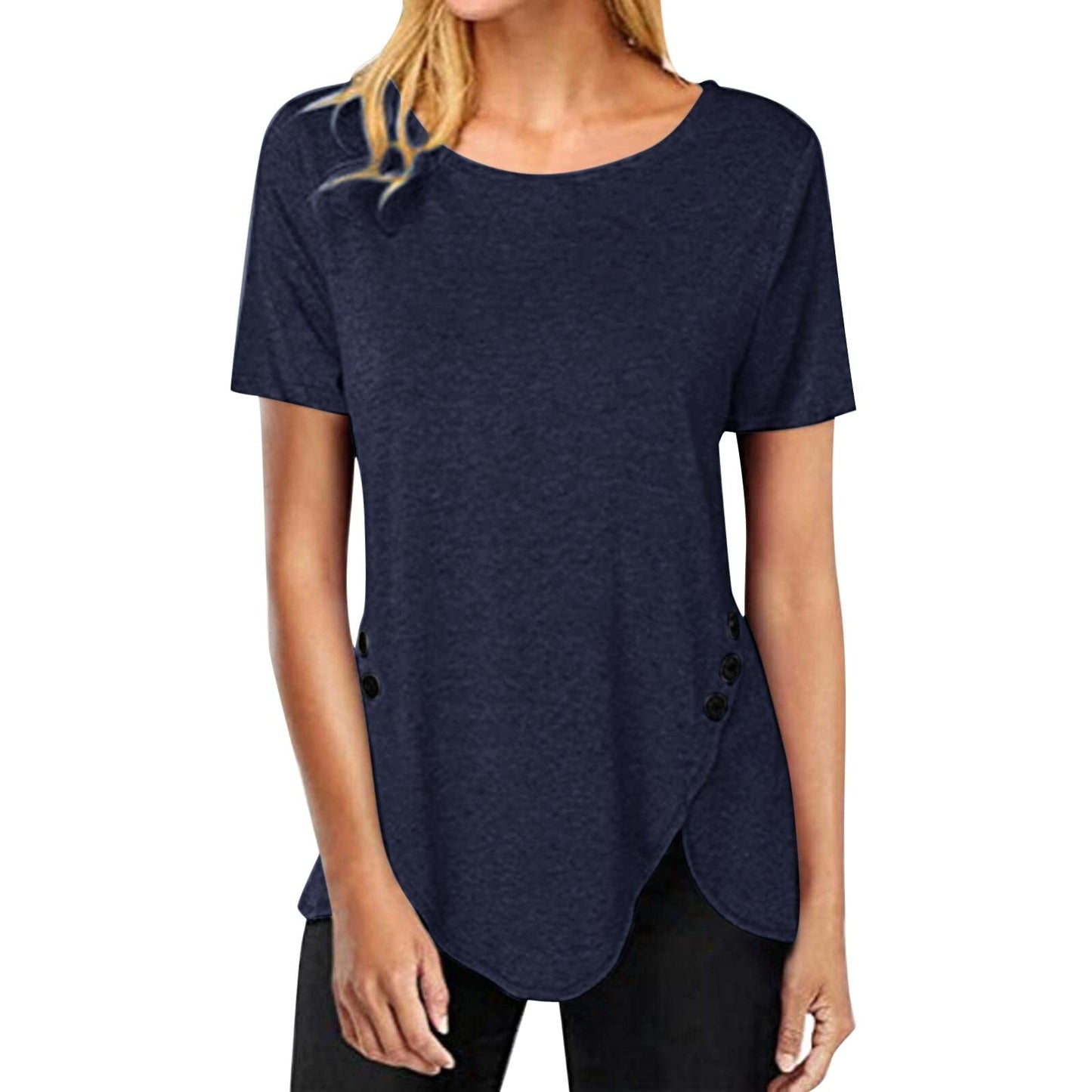 Aniywn Women's Plus Size Sweatshirt Tops Ladies Baggy Short/Long Sleeve Thin Solid/Printing Pullover Blouse T Shirts