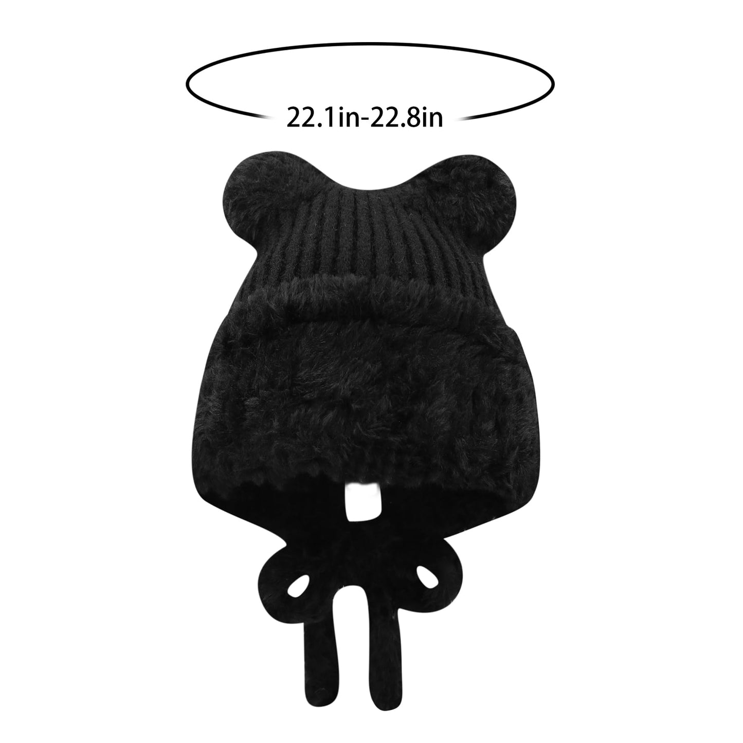 ANKOMINA Winter Cute Bear Ear Warm Hat Women Plush Earflap Beanie Hat Kids Girls Windproof Skull Cap B Black