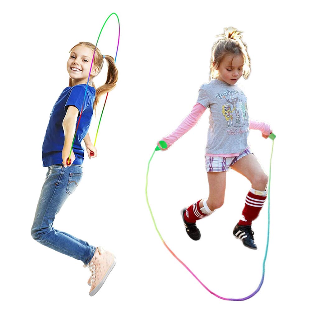 10 pcs Rainbow Jump Rope Set Durable Nylon Skipping Ropes,Safty Vibrant Jumping Ropes for Girls or Boys Physical Education Skipping Rope(7.2 Feet)