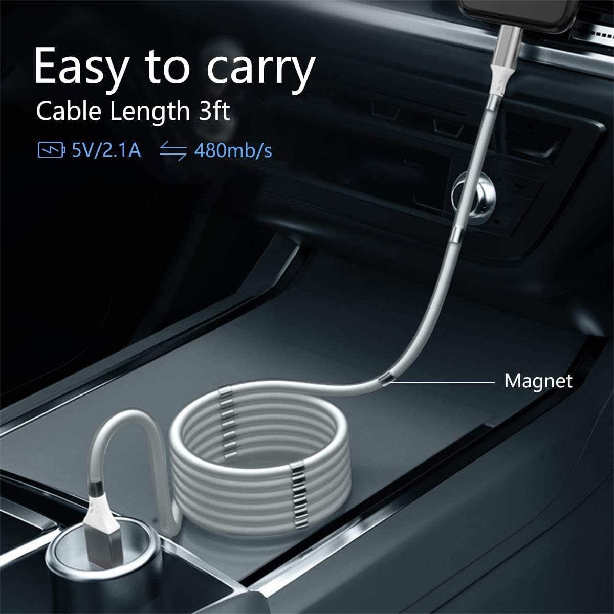 AICase Magnetic Charging Cable,(3FT) Super Organized Charging Magnetic Absorption Nano Data Cable for Phone 14 13 12 11/XS/XS Max/XR/X/8/8 Plus/7/7 Plus/6s/6s Plus/6/6 Plus/SE/5s/5c/5/Pad/Pod