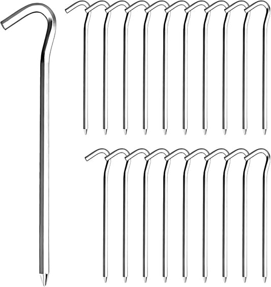 20Pcs 7" Tent Pegs Ground Stakes, Metal Stakes, Camping Peg for Pitching Camping, Camping, Outdoor Decoration