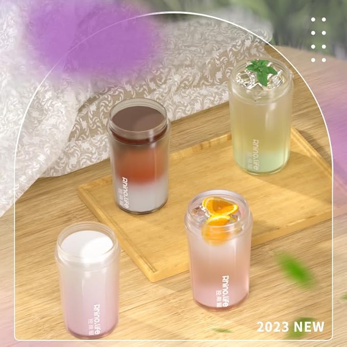 RhinoLife Premium Quality Motivational Pink Small Tiny Water Bottle with Double Drink Straw Lid, Shaker Gym Sports, BPA Free Tritan Plastic 18OZ (Fluorite Pink)