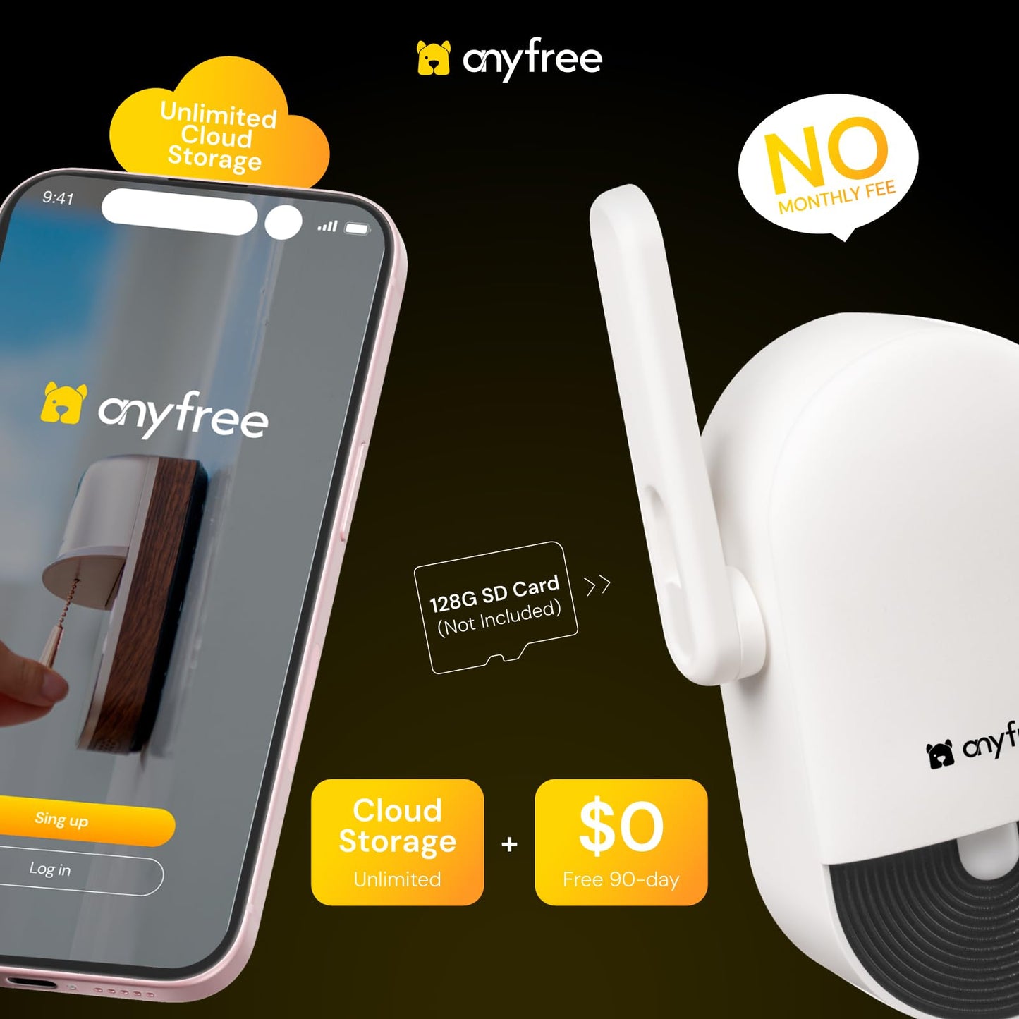 anyfree Hello Doorbell Camera Wireless with Solar Powered Battery, Video Doorbell with Chime, AI Motion Detection&Alert, 2.4&5G WIFI, HDR Ultra-Clear, 3280ft 2-Way Talk, Cloud Storage,Custom Ringtones
