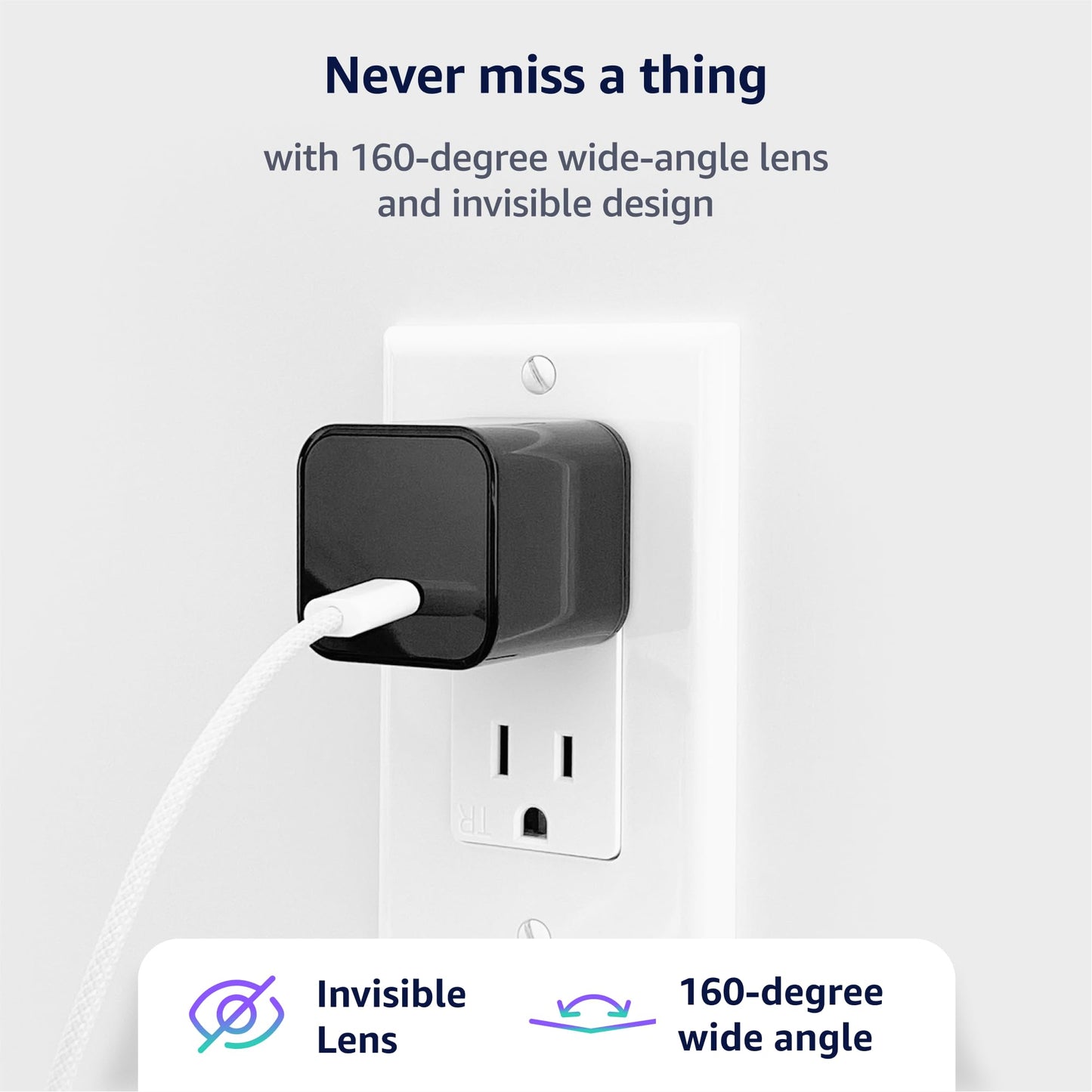 ALPHA TECH WiFi Smart Camera Charger - Remote View - 2.4G/5G WiFi - Premium HD 1080P - Best Mini Camera for Pets Nanny - Real Time Monitoring - Wide-Angle 160° - iOS Android