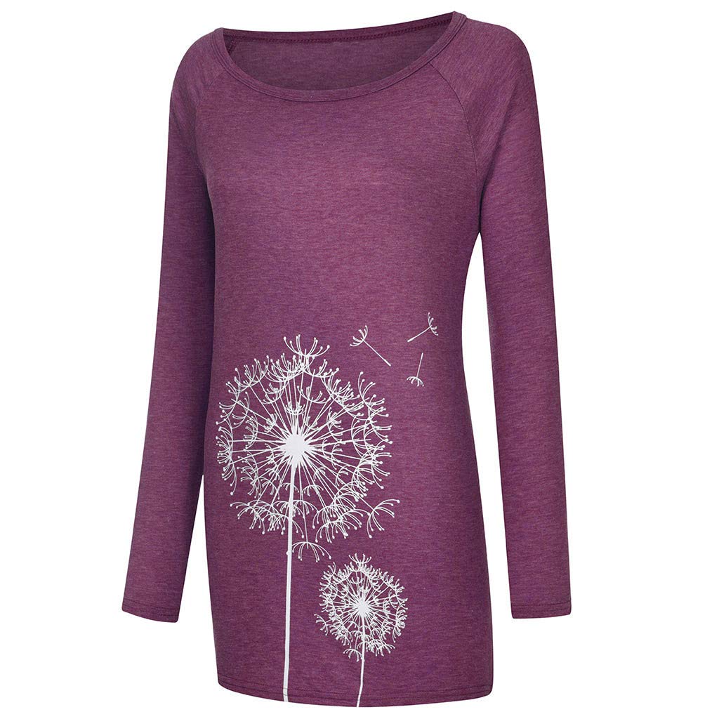 Aniywn Women's Plus Size Sweatshirt Tops Ladies Baggy Long Sleeve Thin Solid/Printing Pullover Blouse T Shirts