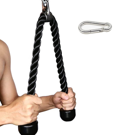 Tricep Rope Fitness Attachment Cable Machine Pulldown Heavy Duty Coated Nylon Rope with Solid Rubber Ends (36 '' Black)