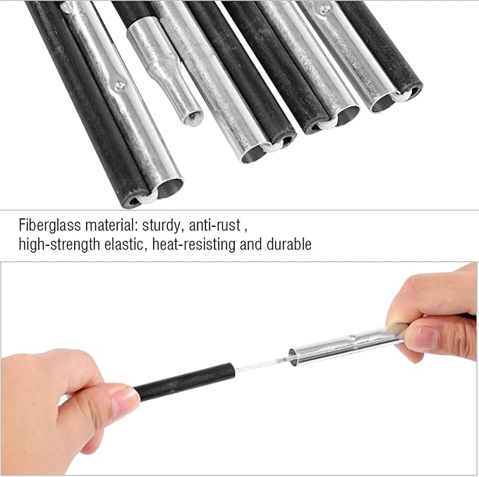 Tent Tarp Poles 4.9M, Universal 9 Sections Fiberglass Camping Tent Pole Bars Camping Awning Poles, Tent Pole Support Frames Kit Outdoor Support Rods Awning Frames Kit