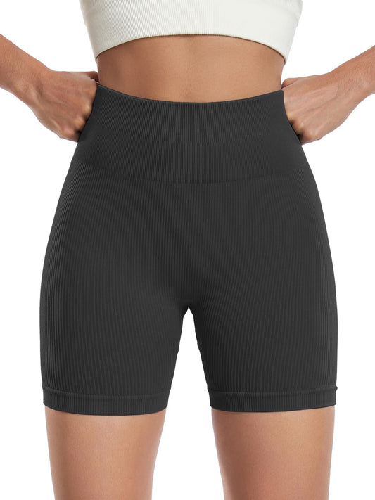 SPICE UNION Womens Workout Shorts Spandex High Waist Butt Lifting Shorts Biker Gym Short(SP0161M-Black)
