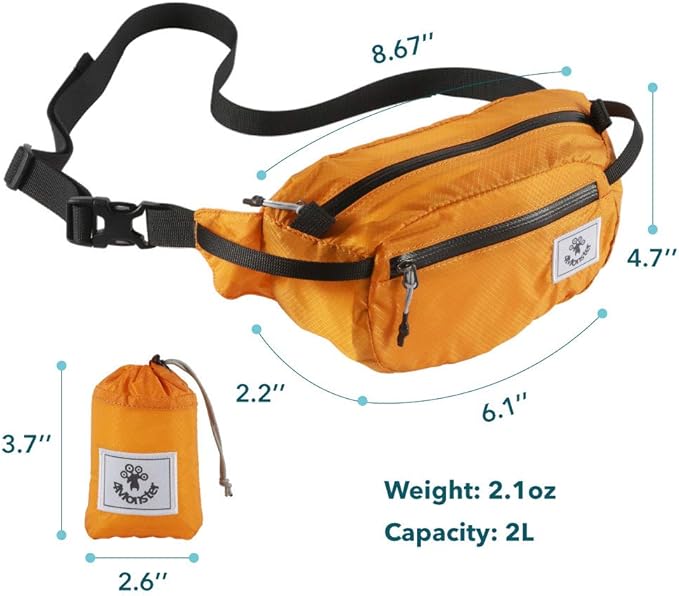 4Monster Hiking Waist Packs Portable,Water Resistant Fanny Bag with Adjustable Strap,Lightweight Crossbody Chest Bag Slim Bag