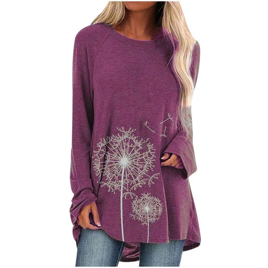 Aniywn Women's Plus Size Sweatshirt Tops Ladies Baggy Long Sleeve Thin Solid/Printing Pullover Blouse T Shirts