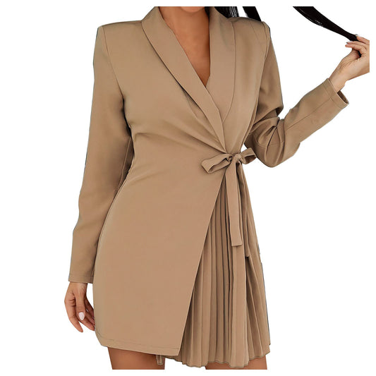 Aniywn Ladies Bodycon Blazer Dress Women Slim Fit Pinstripe Patchwork Bodycon Dress Suit Sets